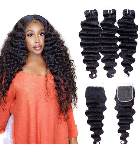 8a Brazilian Loose Deep Wave Bundles With Closure (20 20 20+