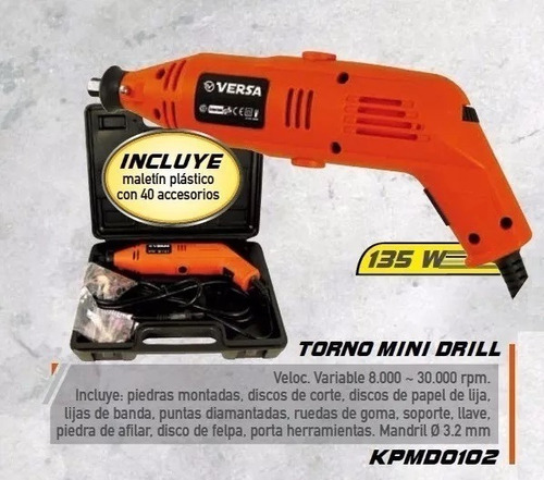 Minitorno Drill Versa 40 Acc Maletín Plast 135w Cuotas