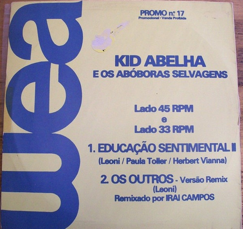 Lp Vinil Kid Abelha Educação Sentimental 2 Single