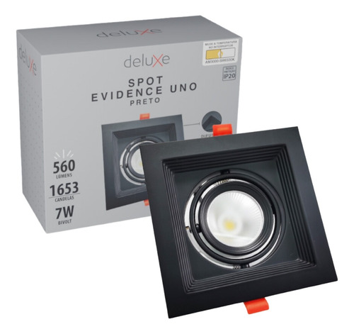 Spot Led 7w Evidence Uno Cor Ajustável 3000k À 6500k Preto Cor Cor Da Luz Ajustável 110v/220v