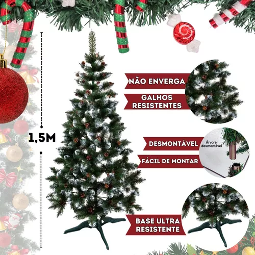 Árvore De Natal Branco 150 Cm Com 220 Galhos Grande