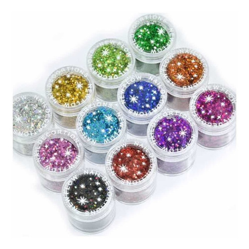 Glitter Purpurina Para Uñas Brillo X 12 Unidades