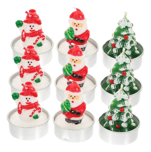 Set De 12 Mini Velas Decorativas Navideñas Con Figuras Aleat