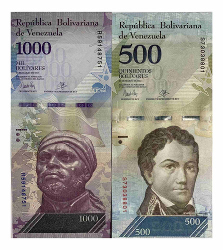 Pareja 2 Billetes 1000 + 500 Bolívares Nuevos Unicos Escasos