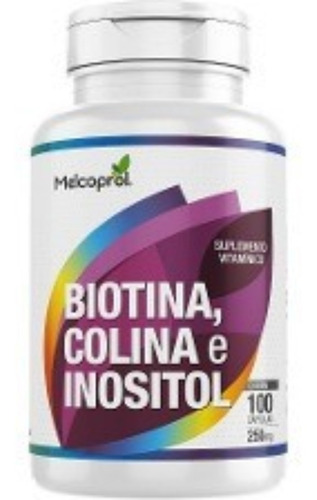Suplemento de biotina, colina e inositol 100 cápsulas con sabor a melcoprol sin sabor