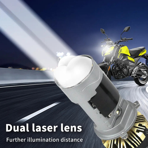 Lupa Led H4 Motos Baja Y Alta + Laser 15000 Lm 65w P8 Plus H4 Blanco Neutro