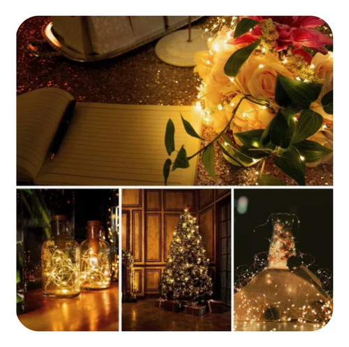 Luz Guirnalda Led Alambre De Cobre 1m X10und Intermitente Calido 1m