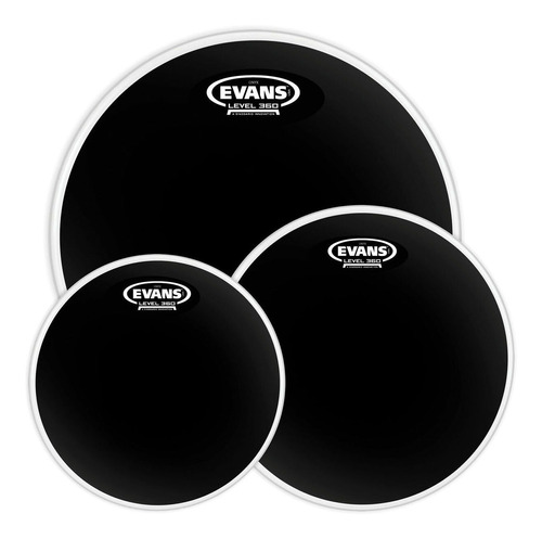 Parches Para Tambor 10'', 12'', 16'' Negro Cromado Evans