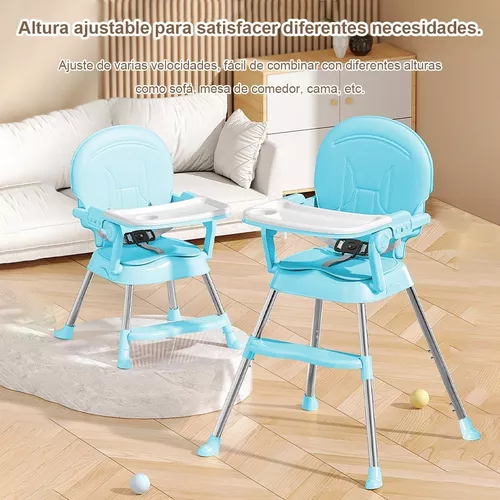 Silla de Comedor para Bebé Mesa de Comedor para Bebé Portátil Ajustable y  Fácil de Limpiar con Arnés de Seguridad para Bebés y Niños Pequeños Verde y  Cinturón de Seguridad y Ruedas