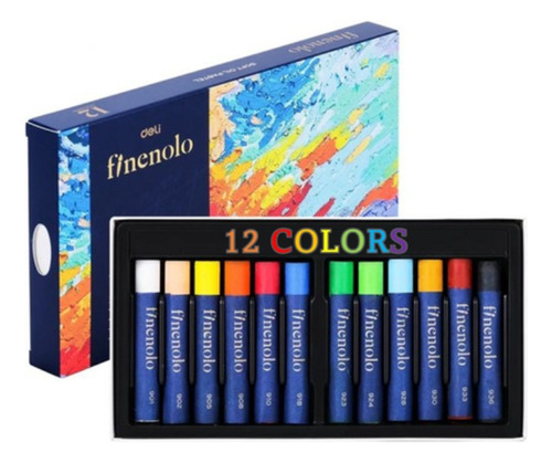 Set De 12 Lapices Crayones Oleo Al Pastel Deli Finenolo Pro 