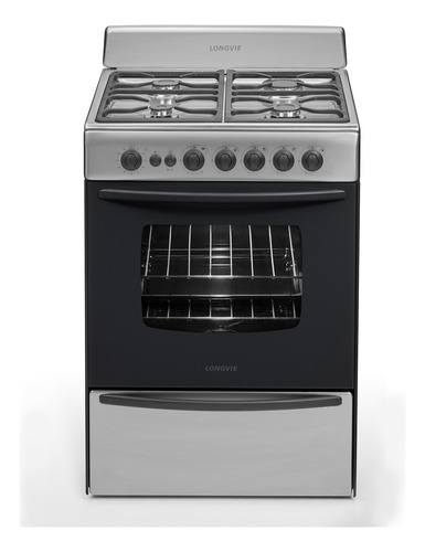 Cocina A Gas Longvie 13601xf 60cm Inox Cajón Parrilla