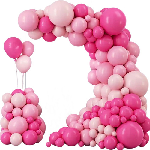 Kit Globos Decorativos De Cumpleaños Infantil  Rosa Temática