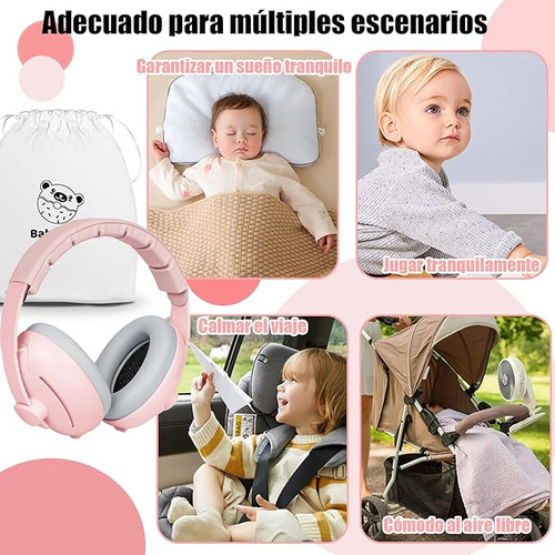 2 En 1 Orejeras Contra Ruido Para Niños/bebés, Audifonos Bloquea Sonido Con Diadema Elástica Ajustable, Diseño De Esponja Y Cancelación De Ruido Hasta 50db, Audifonos Antiruido De Viajar Dormido