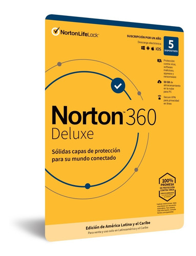 Imagen 4 de 4 de Antivirus Norton Deluxe 5 Dispositivos 50gb Nube Vpn