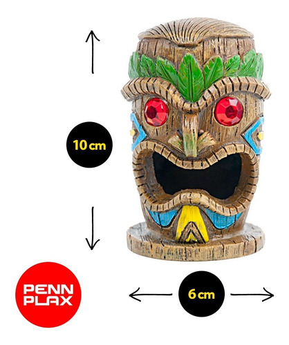 Imagen 2 de 7 de Mascara Tiki Con Ojos De Rubies Adorno De Acuario Penn Plax
