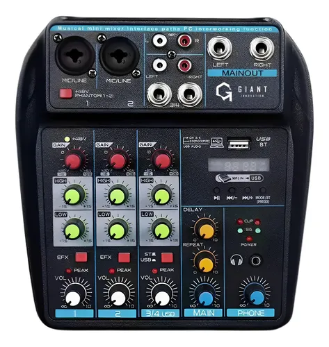 comprar Mesa De Som Digital 4 Canais Bluetooth Usb Phantom Mixer Mp3