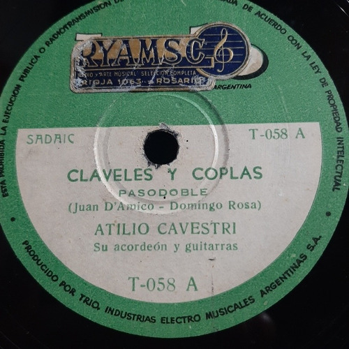 Pasta Atilio Cavestri Acordeon Y Guitarra Trio 058 C30