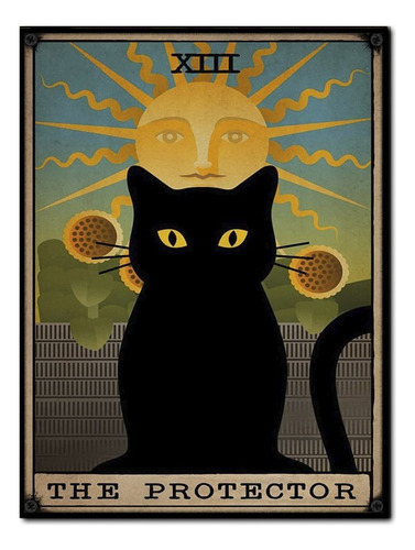 #1408 - Cuadro Decorativo - Gato Negro Poster Retro Vintage