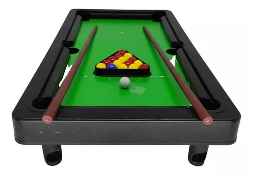 Mesinha de Jogo Sinuca 40CM Infantil Snooker Brilhar Com 02 Tacos