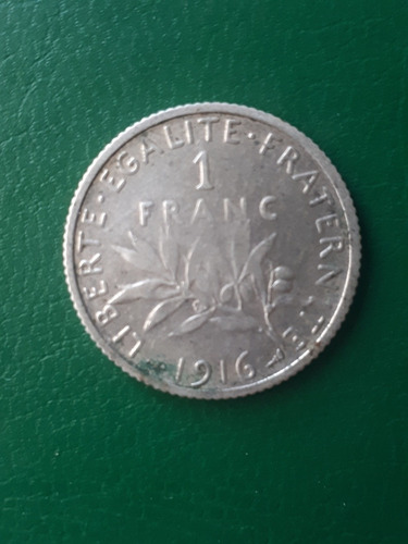 Francia 1916 1 Franco ,plata  Estado Muy Bueno 