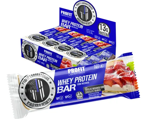 Barra De Proteína Whey Protein Bar Cx C/ 12un (480g) Profit Sabor...