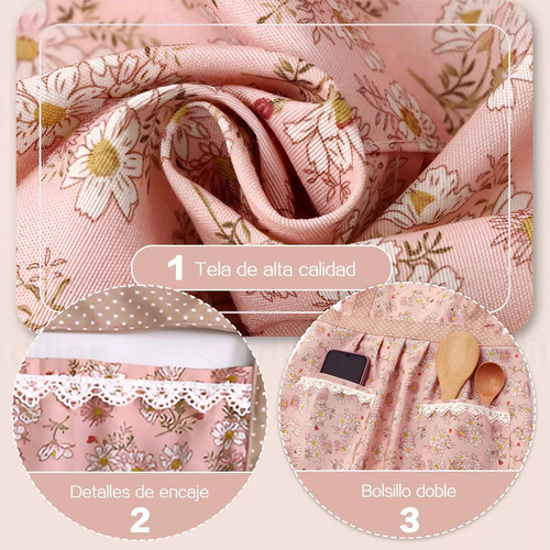 3 Pzs Delantal Ajustable Para Mujer, Cocina Multiusos Chef
