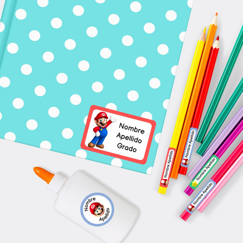 Etiquetas Escolares Personalizadas Para Imprimir Mario Bros