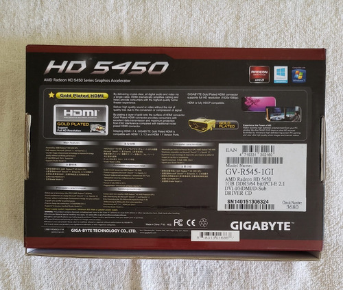 Tarjeta Gráfica Amd Radeon Hd 5450 1gb Ddr3 (Usado)