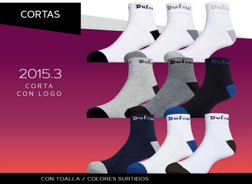 Imagen 3 de 5 de Media Dufour Hombre Soquete Con Toalla X12 Par Ar1 2015-3
