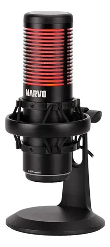 メロモ Microfone Gamer Marvo Mic-07 Blast 60, Rgb, Usb, Preto. | Frete grátis