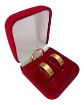 Comprar Par De Alianças 6mm + Anel Solitário Banhado A Ouro 18k