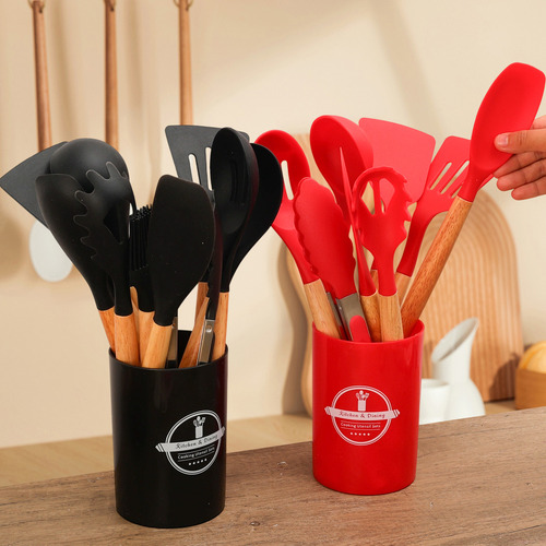 Juego 12pzs Utensilios Silicona Antiadherentes Cucharas