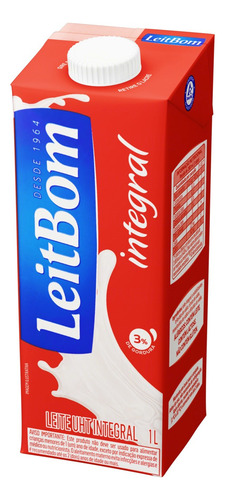 Leite UHT Integral Leitbom Caixa com Tampa 1l