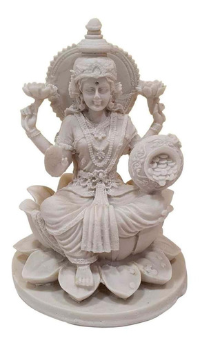 Escultura Lakshmi De Pó De Mármore Branca 20cm