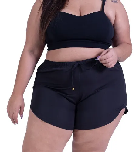 Short Plus Size Feminino Moda Saída De Praia Lindo