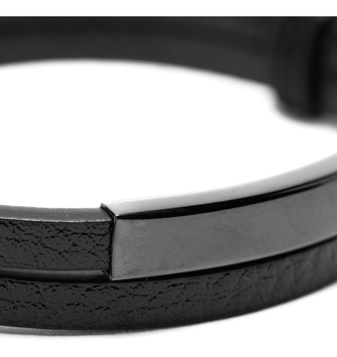Imagen 5 de 10 de Pulsera Hombre Placa Juvenil Cuero