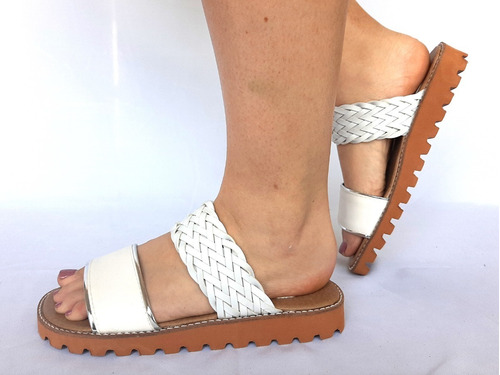 Sam123 Sandalias Bellas Eco Cuero Talles Grandes Dallas Blan