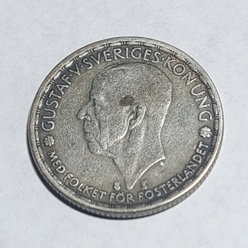 Moneda Suecia 1 Corona, 1946 Plata 0.400 Km# 814  - 919