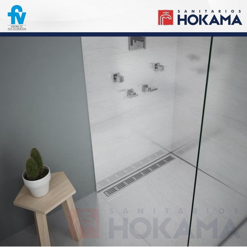 Imagen 4 de 10 de Rejilla Desague Lineal Ducha Fv 80 Cm Ranurada Baño Spa Inox
