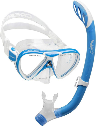 Combo Cressi Pegaso & Iguana Semidry Para Snorkeling Y Buceo Color Azul