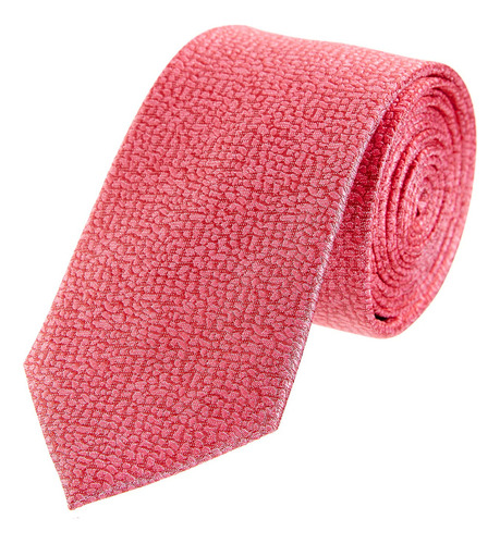 Corbata Hombre Relieve Slim Jaquard Seda Vittorio Forti Color Rosa Largo 6.5 cm