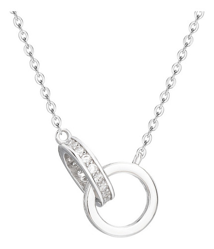 Collar De Pareja Doble Anillo Plata Regalo De San Valentín