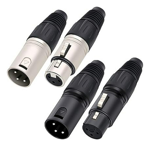 Conector Xlr 3pin  10pcs - Negro Plata