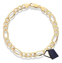 Comprar Pulsera Figaro Esclava Oro 10k Italiano 18cm 7.5mm 6cm Diámetro Gruesa Oro Puro 10k Hombre Mujer Dama Brazalete Pulsera Para Hombre Mujer Oro 10k Oro Italiano Italy Pulsera Tejido Figaro Italiano