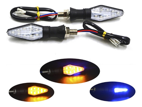 4pz Direccionales Led Moto Bicolor Secuencial Alto Brillo D1