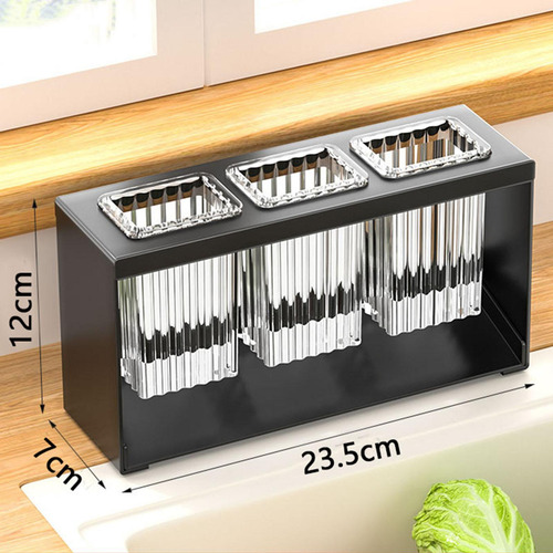 Soporte Para Utensilios Con Compartimento, Escurridor Negro