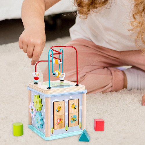 Juguete Interactivo De Madera Con Forma De Cubo De Actividad