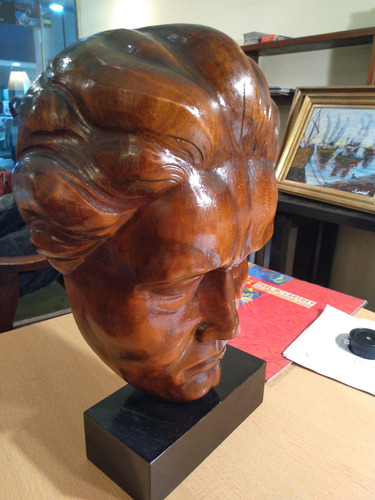 Beethoven Imponente Talla Madera Maciza Máscara Mortuoria (Usado)