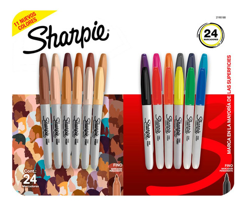 Set 24 Marcadores Sharpie Punta Fina Colores Basicos/tierra