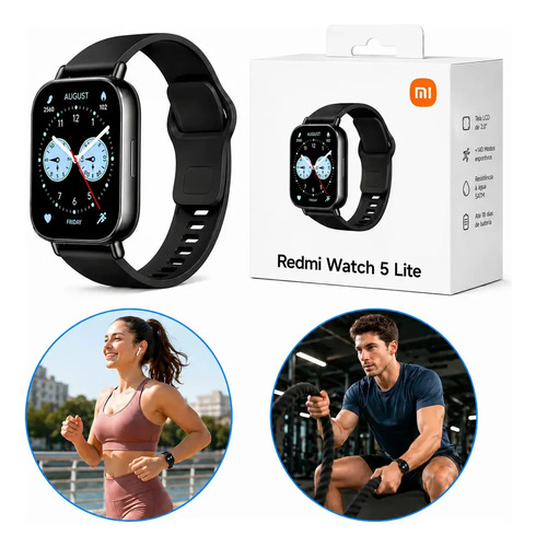 Relógio Smartwatch Redmi Watch 5 Active Lite Xiaomi Preto Prateado